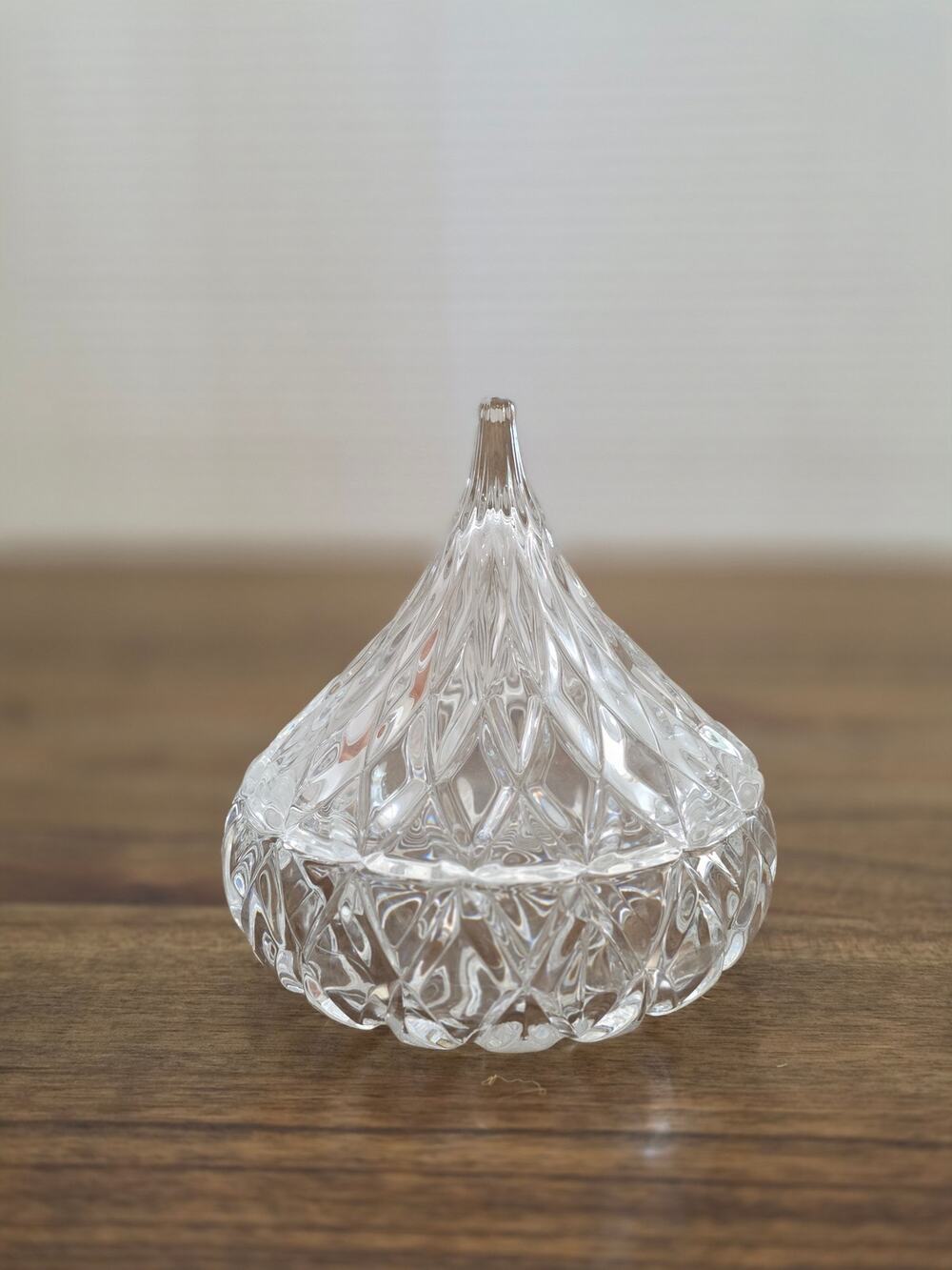 Vintage Crystal Hershey Kiss Candy Dish Catchall Trinket Lidded Bowl Dish 5"